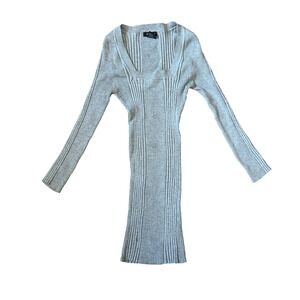 COOL ATTITTUDE Grey Ribbed Square Neck Long Sleeve Top